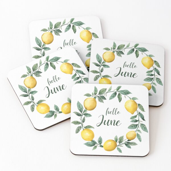 Item preview, Hello June, Lemon Slice Fresh Summer Monthly Calendar Sticker designed and sold by Moodune.