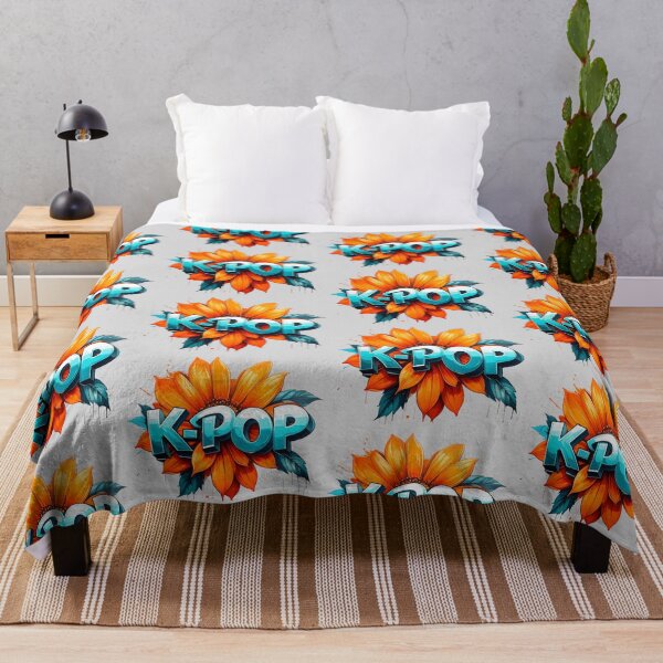 Item preview, K-pop Korean music, street style graffiti in turquoise and orange flower designed and sold by LiskoDesign.