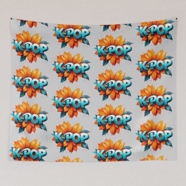 Item preview, K-pop Korean music, street style graffiti in turquoise and orange flower designed and sold by LiskoDesign.