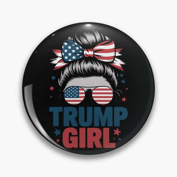 Item preview, Womens Cute Trump Girl Messy Bun American Flag Glasses  designed and sold by RuthGAArt.
