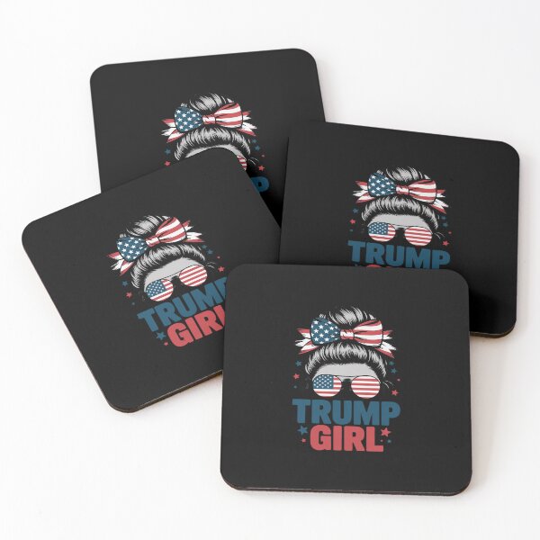 Item preview, Womens Cute Trump Girl Messy Bun American Flag Glasses  designed and sold by RuthGAArt.