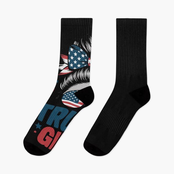 Item preview, Womens Cute Trump Girl Messy Bun American Flag Glasses  designed and sold by RuthGAArt.