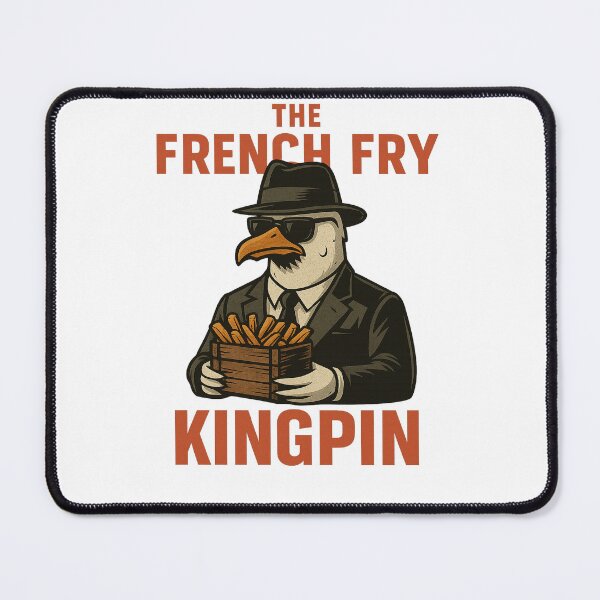 Item preview, The “French Fry Kingpin” presents an ice-cold seagull in a mafia suit with a box of fries – the perfect motif for humor fans, meme lovers and all those who celebrate extraordinary cartoon art. designed and sold by Ey-Gi.