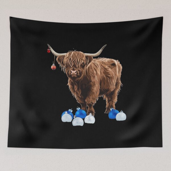 Item preview, Festive Highland Cow with Ornaments designed and sold by Amazing-Kortez.