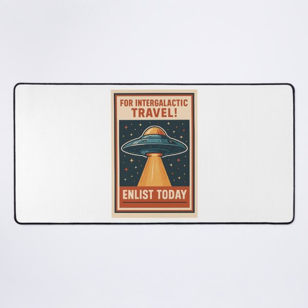 Item preview, Retro Alien UFO Recruitment Poster for Space Travel. designed and sold by The-T-In-Retro.