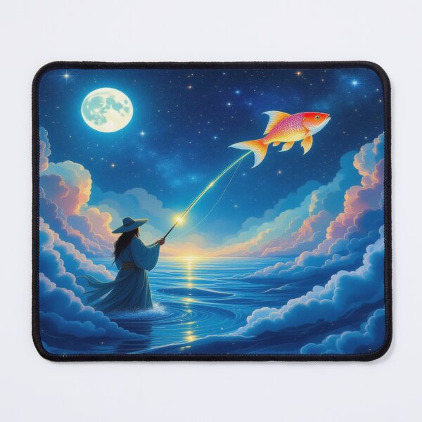 Item preview, Celestial Fisherman – A surreal dance of stars, glowing lines & cosmic dreams designed and sold by FotoworldEdel.