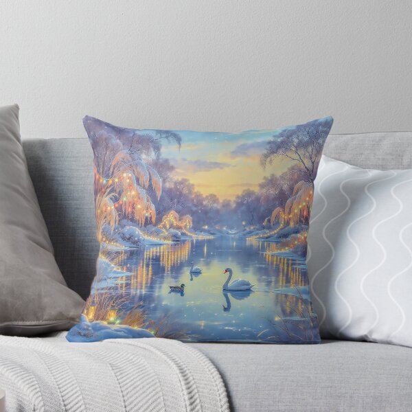 Item preview, Swans on a Frozen Christmas Pond Magical Winter Wonderland designed and sold by acceleratorhams.