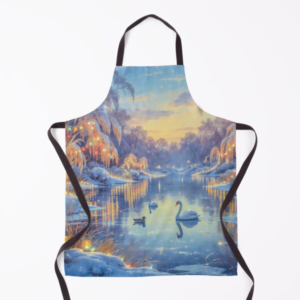 Item preview, Swans on a Frozen Christmas Pond Magical Winter Wonderland designed and sold by acceleratorhams.