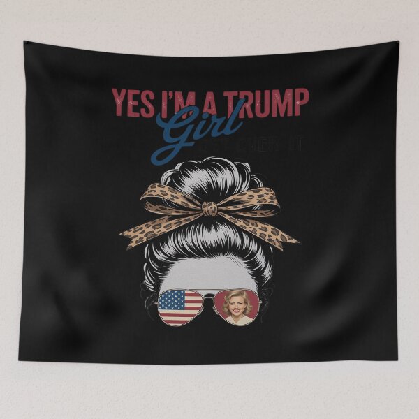 Item preview, Yes I'm A Trump Girl Get Over Trump 2024 Messy Bun Leopard  designed and sold by RuthGAArt.