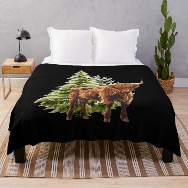 Item preview, Highland Cow with Christmas Trees designed and sold by Amazing-Kortez.