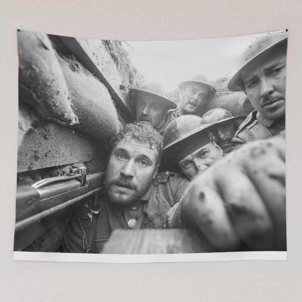 Item preview, British Infantry In the Depths of the Trenches under a Somber Sky designed and sold by Skyframe Aviation.