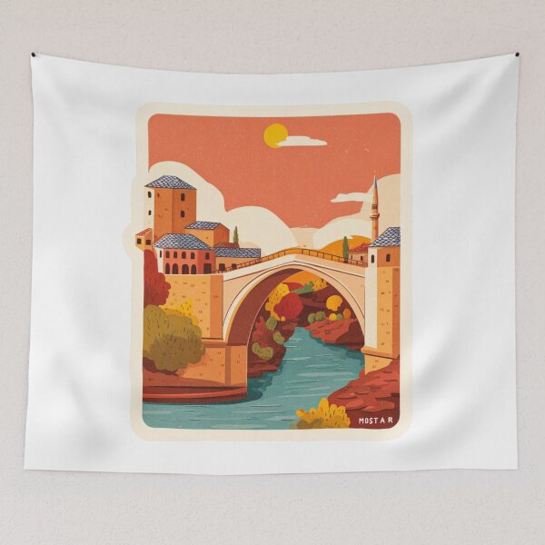 Item preview, Mostar Bosnia Herzegovina Historic Bridge Ottoman Architecture Poster designed and sold by Blurbean.