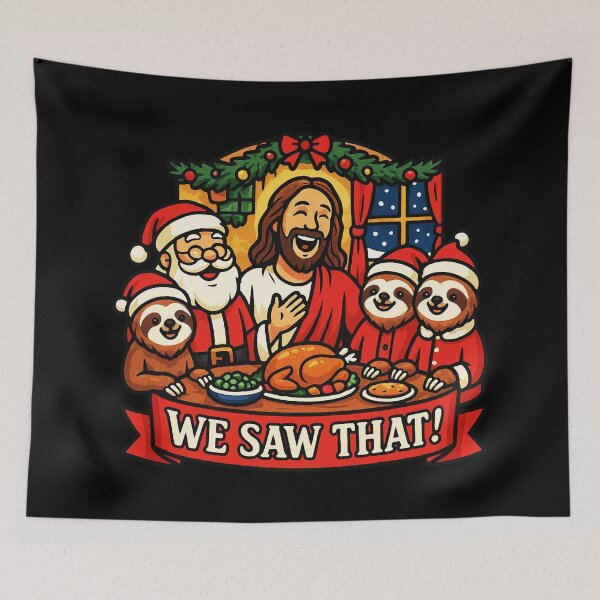 Item preview, We Saw That Jesus Sloths Santa Claus Christmas Dinner designed and sold by plushism.