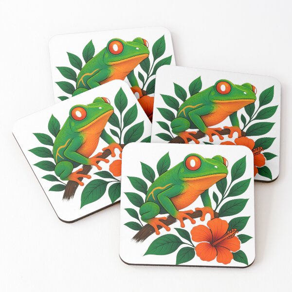 Item preview, Red-Eyed Jungle Frog — Tropical Vector Art designed and sold by UmniTok.