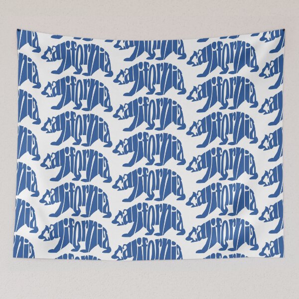 Item preview, California Typography Bear Design - Blue State Flag Graphic T-Shirt & Sticker designed and sold by denip.