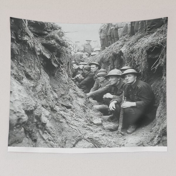 Item preview, WW1 Soldiers In the Depths of the Trenches in the Fog of War designed and sold by Skyframe Aviation.