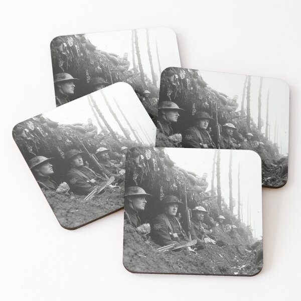 Item preview, The Great War Troops Standing in Muddy Trenches under a Somber Sky designed and sold by Skyframe Aviation.