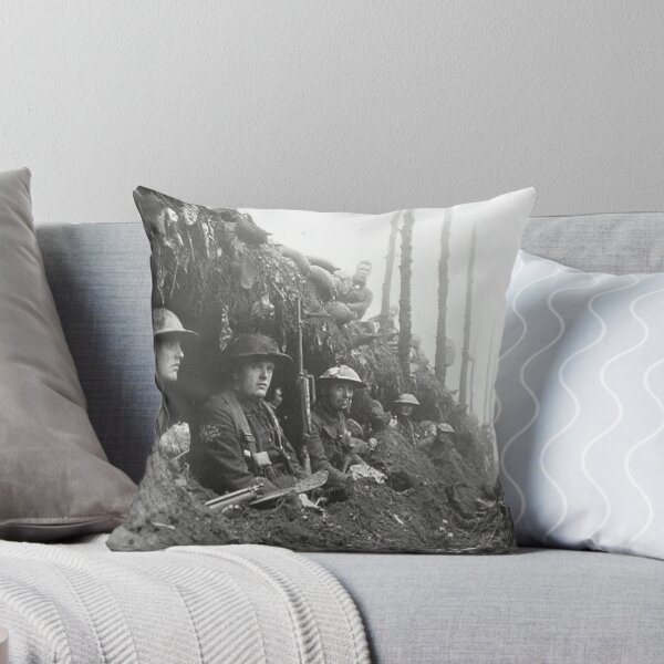 Item preview, The Great War Troops Standing in Muddy Trenches under a Somber Sky designed and sold by Skyframe Aviation.