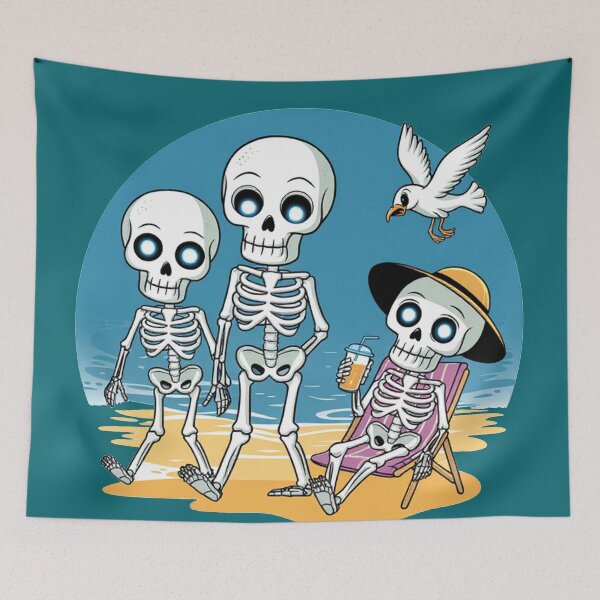 Item preview, "Funny Skeleton," "Beach Vacation," "Halloween Summer Crossover," and "Cartoon." designed and sold by thechoice1.