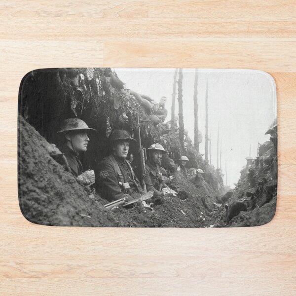 Item preview, The Great War Troops Standing in Muddy Trenches under a Somber Sky designed and sold by Skyframe Aviation.