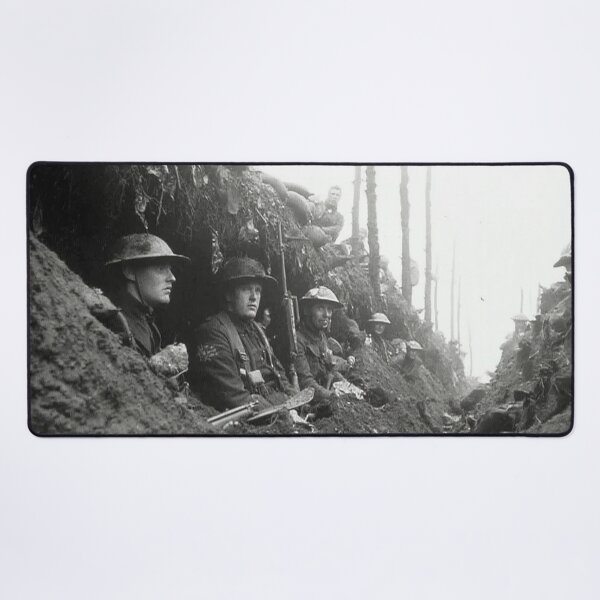 Item preview, The Great War Troops Standing in Muddy Trenches under a Somber Sky designed and sold by Skyframe Aviation.