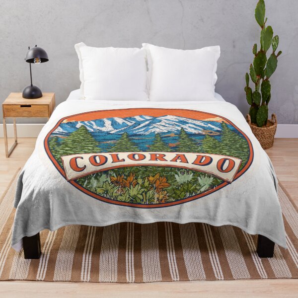 Item preview, Colorado Rocky Mountains Outdoor Adventure Badge with Snow Peaks designed and sold by Blurbean.
