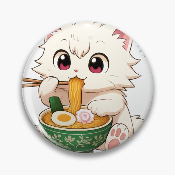 Item preview, Noodle-eating cat with a puzzled look designed and sold by MADLOMI.