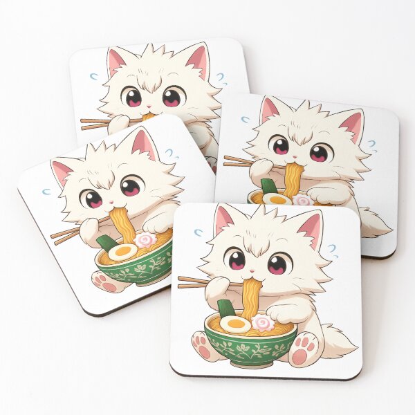 Item preview, Noodle-eating cat with a puzzled look designed and sold by MADLOMI.