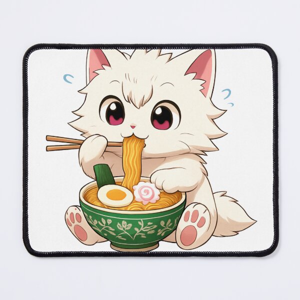 Item preview, Noodle-eating cat with a puzzled look designed and sold by MADLOMI.
