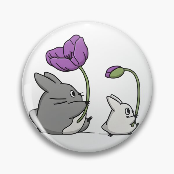 Item preview, Cute Chibi Totoro & Chinchilla with Flowers - Studio Ghibli Fan Art designed and sold by tarzbol.