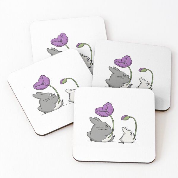 Item preview, Cute Chibi Totoro & Chinchilla with Flowers - Studio Ghibli Fan Art designed and sold by tarzbol.