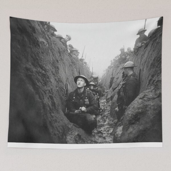 Item preview, British Army Troops In the Depths of the Trenches in the Morning Chill designed and sold by Skyframe Aviation.