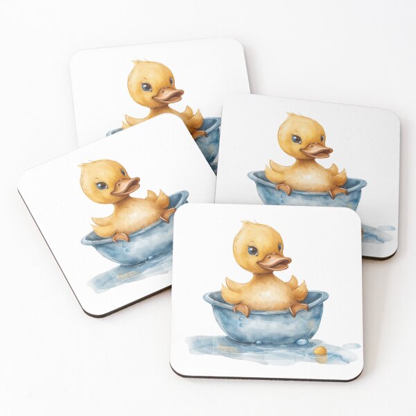 Item preview, Cute Yellow Duckling in Bowl – Watercolor Nursery Art designed and sold by PAPIRO SIGLO XXI.