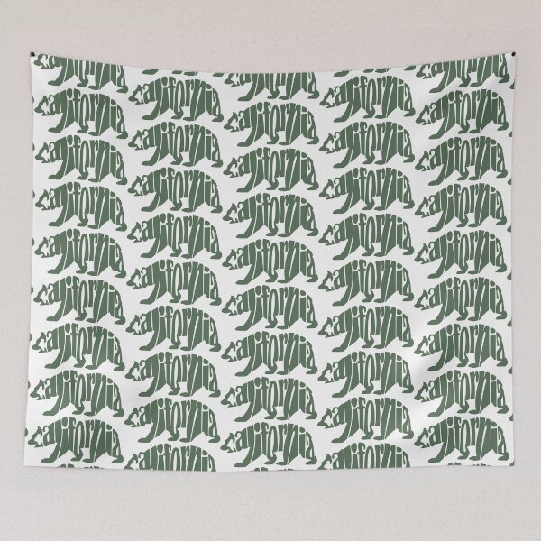 Item preview, California Typography Bear Design - Green State Flag Graphic T-Shirt & Sticker designed and sold by denip.
