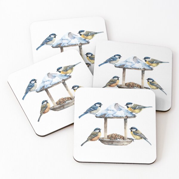 Item preview, Winter Birds at Feeder – Watercolor designed and sold by Litely.