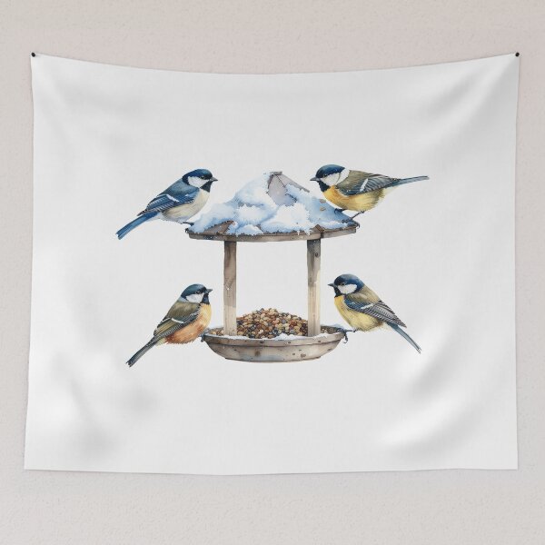 Item preview, Winter Birds at Feeder – Watercolor designed and sold by Litely.