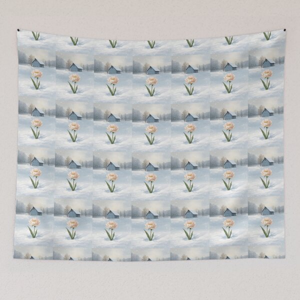 Item preview, Dahlia, magic flower in unexpected place, winter wonderland  designed and sold by digitalbitcraft.