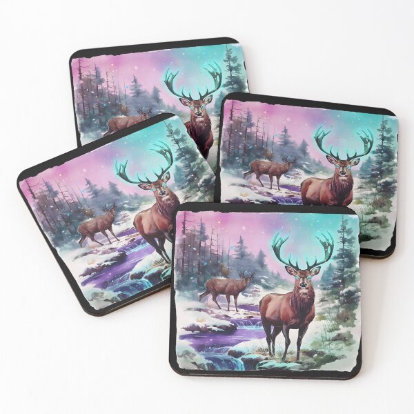 Item preview, Retro Deer Wilderness Scene, Nineties Vintage Buck And Doe Deer, Boho designed and sold by DesignDenDo ⭐⭐⭐⭐⭐.