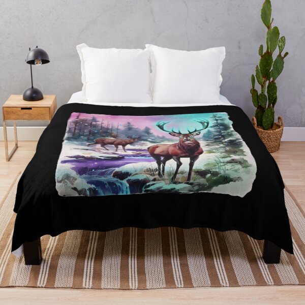 Item preview, Retro Deer Wilderness Scene, Nineties Vintage Buck And Doe Deer, Boho designed and sold by DesignDenDo ⭐⭐⭐⭐⭐.
