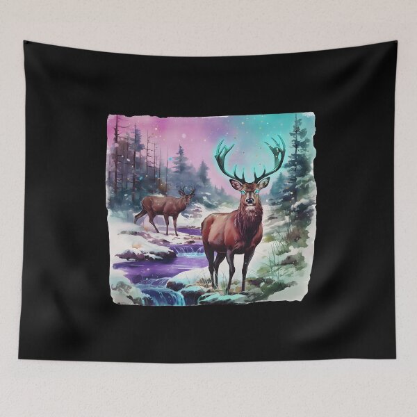 Item preview, Retro Deer Wilderness Scene, Nineties Vintage Buck And Doe Deer, Boho designed and sold by DesignDenDo ⭐⭐⭐⭐⭐.