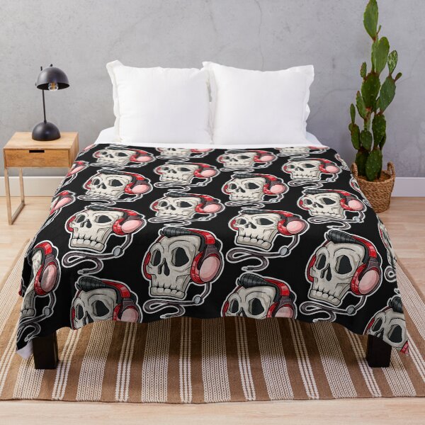 Item preview, Skull head Character cartoon wearing headphones.  designed and sold by tedykurniawan12.
