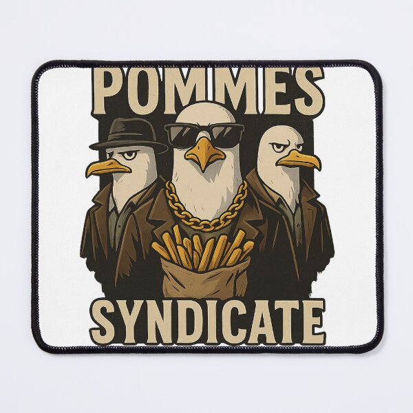 Item preview, The "Fries Syndicate" depicts three seagulls in gangster style – sunglasses, suit, fedora, and a bag full of fries. Perfect for meme fans, cartoon lovers, and anyone who appreciates wacky humor. designed and sold by Ey-Gi.