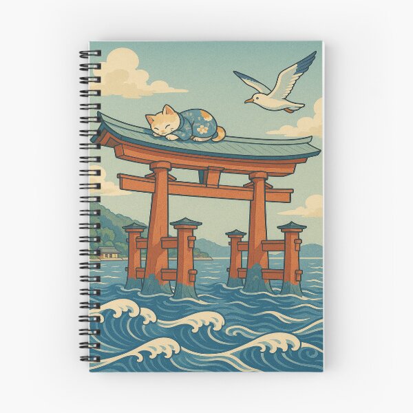 Item preview, Ukiyo-e Pop Miyajima Cat & Torii designed and sold by FantasyNeko.