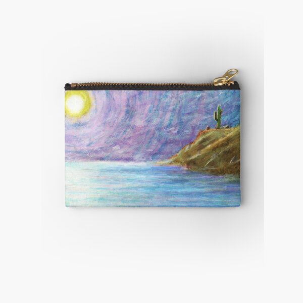 Item preview, Sunset Cactus Impressionist Landscape | Purple Coastal Digital Painting designed and sold by Keltoi-art.