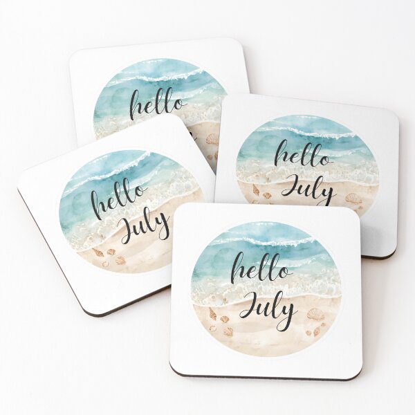 Item preview, Hello July, Beach Summer Vibes Monthly Calendar Sticker designed and sold by Moodune.