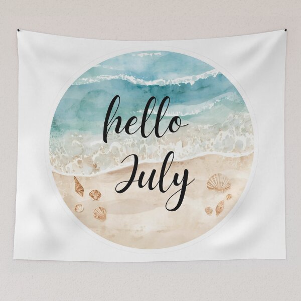 Item preview, Hello July, Beach Summer Vibes Monthly Calendar Sticker designed and sold by Moodune.