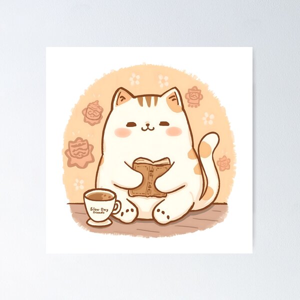 Item preview, Cozy Reading Cat — Slow Day Friends Aesthetic designed and sold by SlowDayFriends.