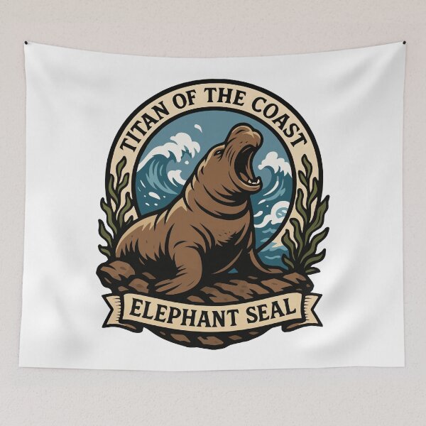 Item preview, Titan of the Coast – Elephant Seal Wildlife Illustration designed and sold by WildlifeInc.