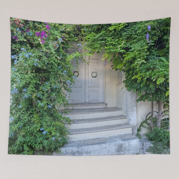 Item preview, A unique white old house door covered with ivy designed and sold by EK EXCLUSIVE.
