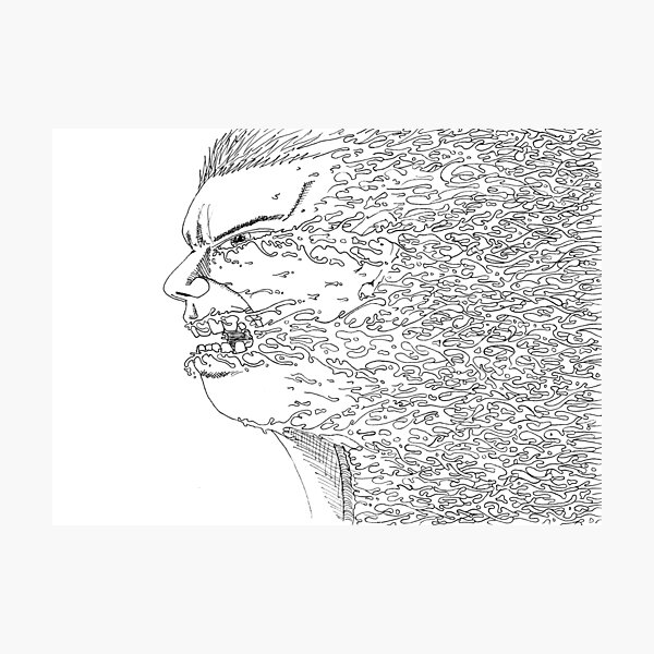Item preview, Expulsion Dissolving Portrait Black and White | Horror Drawing Body Horror Line Art designed and sold by Keltoi-art.